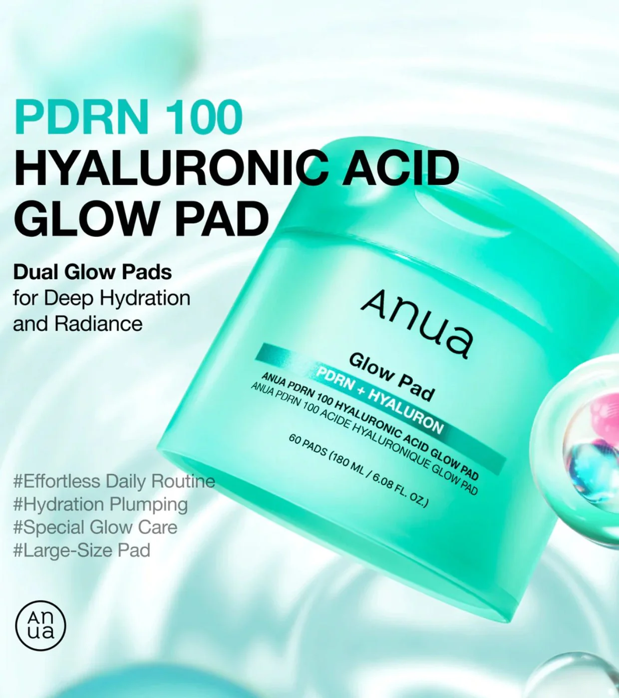 ANUA-PDRN 100 HYALURONIC ACID GLOW PAD 180ml - Image 2