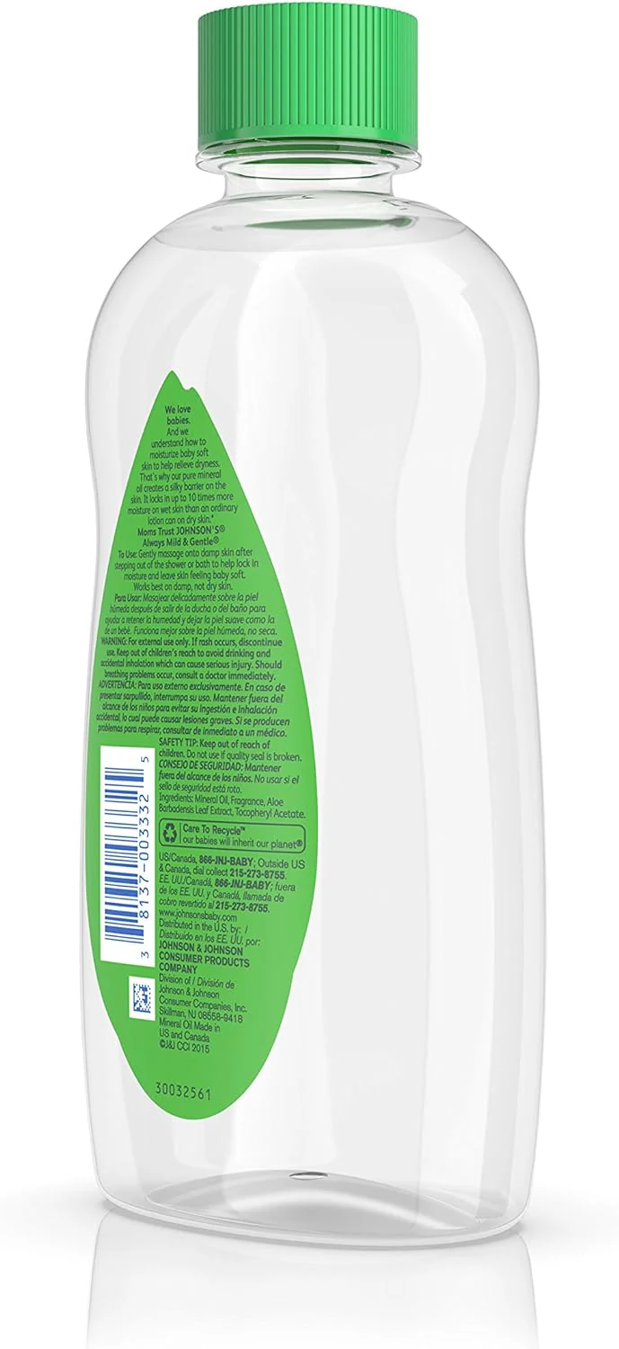 Johnson's Baby Oil, Aloe Vera and Vitamin E, 14 Fl Oz - Image 6
