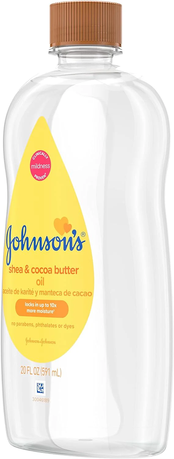 Johnson's Baby Oil, Mineral Oil Enriched with Shea & Cocoa Butter to Prevent Moisture Loss, Hypoallergenic, 20 fl. oz - Image 5