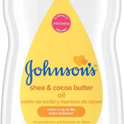 Johnson's Baby Oil, Mineral Oil Enriched with Shea & Cocoa Butter to Prevent Moisture Loss, Hypoallergenic, 20 fl. oz