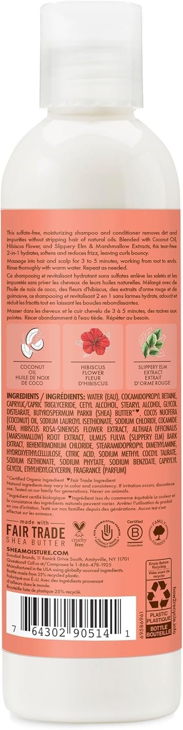 SHEA MOISTURE Coconut & Hibiscus Kids 2-In-1 Curl & Shine Shampoo & Conditioner 8Oz - Image 2
