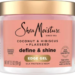 SHEA MOISTURE Flaxseed Edge Control Gel Hair Products for Curly Hair Coconut and Hibiscus Paraben-Free Hair 3.5 oz
