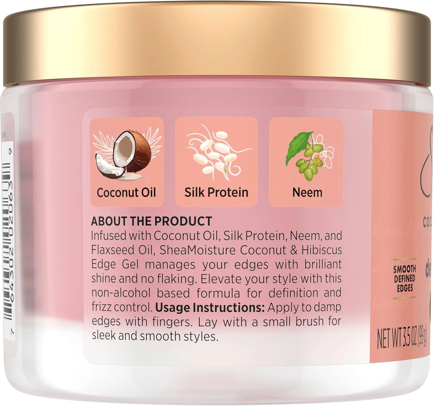 SHEA MOISTURE Flaxseed Edge Control Gel Hair Products for Curly Hair Coconut and Hibiscus Paraben-Free Hair 3.5 oz - Image 2